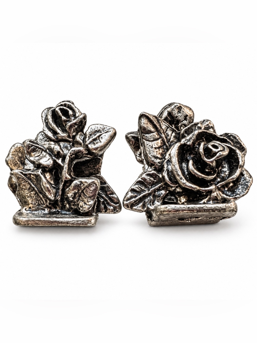 Vintage Bundle 2 Miniature Metzke Antique Pewter Rose Card Holders bride groom
